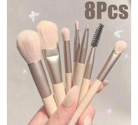 Shein 8 piezas Juego de brochas de maquillaje mini multiusos, kit de herramientas de maquillaje profesional para rubor, iluminador, sombra de ojos, polvo, c
