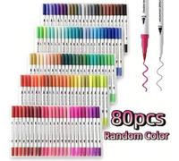 Shein 80 piezas/60 piezas Juego de marcadores de doble punta de colores - Fórmula de secado rápido - Adecuado para superficies de plástico - Excelente para