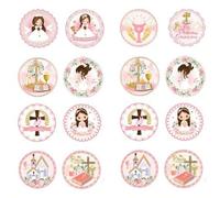 Shein 80 piezas Decoraciones de Primera Comunión de papel, Pegatinas de Bautizo de Bebé Bendecido por Dios, Pegatinas de Primera Comunión adecuadas para Duc