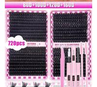 Shein 800/720 pares de pestañas postizas de un solo hilo con forma de D y rizadas, alta capacidad, 40D + 60D + 80D + 100D + 120D + 160D, 9-16 mm, paquetes d