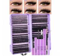 Shein 800 piezas Kit de extensión de pestañas, Set de extensión de pestañas DIY, Racimos de pestañas individuales, Rizo D, Incluye pegamento para pestañas,