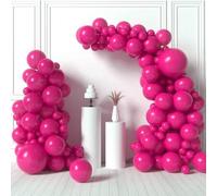 Shein 85/60/10 piezas Surtido de tamaños (45 cm, 30 cm, 25 cm, 12 cm) Globos de látex rosa brillante, Set de arco de globos fucsia/burdeos, adecuado para cu