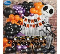 Shein 88 piezas Oficialmente con licencia de Disney The Nightmare Before Christmas Globos negros, naranjas y morados Jack Skellington Estilo fantasía oscura