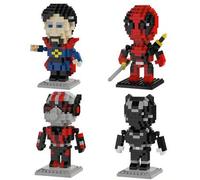 Shein 8cm Figura de construcción de Marvel Avengers Deadpool Ant-Man, decoración de escritorio, personaje de dibujos animados, regalo lindo para cumpleaños,