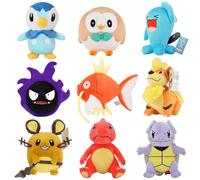 Shein 9 estilos de genuinas muñecas de peluche de Pokémon, monstruos de bolsillo como Piplup, Gastly, Dedenne, Rowlet, Wartortle, Charmeleon, Magikarp, Wobb