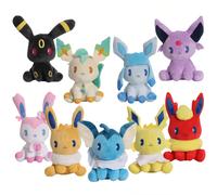 Shein 9 estilos de muñecos de peluche de Eevee Pokémon, juguetes de figuras animales del bolsillo monstruo Jolteon Flareon Espeon Umbreon Leafeon Glaceon Sy