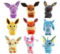 Shein 9 estilos Muñecos de peluche de colgante de la serie Pokemon Eevee, figuras de anime de peluche adorables de Espeon, Umbreon, Leafeon, Glaceon, Sylveo