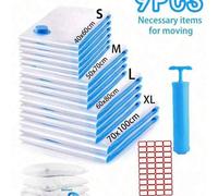 Shein 9 piezas de bolsas de compresión al vacío manuales - 4 tamaños adecuados para viajes, vuelta al colegio, mudanzas - Bolsas de compresión reutilizables