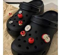 Shein 9 piezas de lindos encantos de manzana roja mordida para zapatos, accesorios divertidos de bricolaje para zapatos, decoración de flores para zapatos,