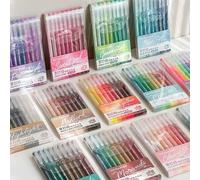 Shein 9 piezas Set de bolígrafos de gel Morandi con colores degradados, barril transparente de 0,5 mm, marcador de puntos para dibujar, resaltar, regalos de