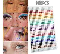 Shein 900 piezas/1200 piezas Gemas de ojos de colores del arcoíris surtidas, accesorios de bricolaje de artes, suministros de maquillaje y joyería facial pa