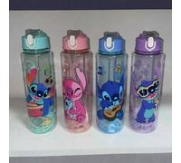 Shein 900ML Taza con diseño de Stitch de Disney marcada en el espacio, con correa, vaso de plástico portátil, botella de agua para deportes de gran capacida