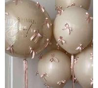 Shein 92/102 globos de látex blanco arena con lazos dorado rosa, globos de látex de 12 pulgadas + lazos de 5 cm, perfectos para fotografía al aire libre, de