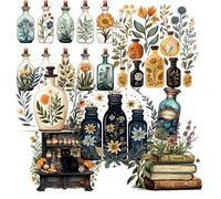 Shein 99 piezas de pegatinas con temas estacionales que incluyen abeja de granja, zumbido amarillo, tarro de hierbas, tarro de miel, maceta, mariposa, plant