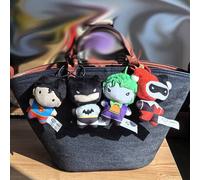 Shein 9cm Llavero de peluche suave de la Liga de la Justicia de DC, Batman, Superman, Harley Quinn, Joker, muñeco de dibujos animados adorable, regalo creat