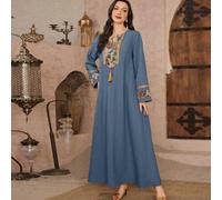 Shein Abaya larga modesta de mujer para primavera/verano con jacquard floral 3D y estilo tradicional árabe