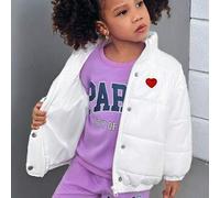 Shein Abrigo acolchado con cuello y parche de corazón, estilo casual que combina con todo, adecuado para mantener el calor en invierno y actividades al aire