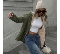 Shein Abrigo/chaqueta de mujer acolchada con capucha, relleno sintético aislante, diseño de cintura trabajadora, forro térmico para el invierno