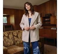Shein Abrigo de mujer de unicolor con solapa grande, manga larga, casual para ir al trabajo, mezcla de lana