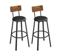 Shein aburetes de Bar, Juego de 2 Taburetes de Barra, Tapizados de PU, Taburete Alto con Reposapiés, Montaje Simple, Industrial, para Cocina, Comedor, Marró