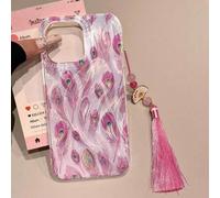 Shein Accesorio colgante de moda de alta gama con plumas pintadas y borlas, diseño simple y elegante compatible con iPhone16/iPhone16 PROMAX, iPhone15, iPho
