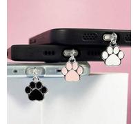 Shein Accesorio de enchufe para puerto de carga, 3 piezas de tapa antipolvo creativa y linda de aleación con diseño de pata de gato para teléfono móvil