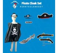 Shein Accesorios de pirata para fiesta de disfraces: Capa de pirata, bandera de pirata, espada de pirata, parche de ojo negro, pistola de pirata, disfraz de