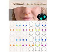 Shein Accesorios para Prom 9pcs/Set Anillos de Nariz Transparentes que Brillan en la Oscuridad Calibre 16 Retenedor de Septum UV/Acero Inoxidable Anillos de