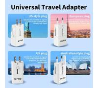 Shein Adaptador de viaje universal, cargador de pared universal multi-país, con enchufes EE. UU./UE/Reino Unido/Australia, adaptador de enchufe multi-país d
