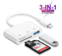 Shein Adaptador lector de tarjetas SD 3 en 1, visor de cámara, portátil y plug and play para tarjetas SD/TF/Micro SD