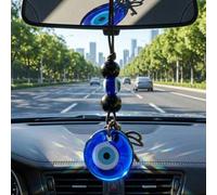 Shein Adorno colgante para coche con ojo malvado, colgante de ojo azul de la paz para el espejo retrovisor, decoración interior de coche con cuentas de made