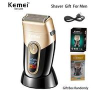 Shein Afeitadora eléctrica Kemei KM-3209 de doble capa y recíproca para barba de hombres para uso diario, con base de carga, para barba húmeda o seca, recar