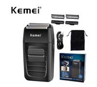 Shein Afeitadora eléctrica KM-1102 recargable y inalámbrica para hombres con cuchillas dobles recíprocas, afeitadora de barba, cuidado facial, multifunción,