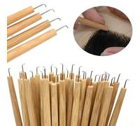 Shein Agujas de ventilación de madera para la fabricación de pelucas, agujas para tejidos de cabello con mango de madera, 1 pieza de aguja con gancho para r