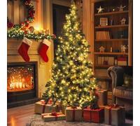 Shein Aigostar 150 CM Árbol de Navidad Artificial,con Cadena de luces LED de 13 M, 200 LED Blanco cálido, 8 Modos de Iluminación,280 Ramas,Color Verde,Inclu