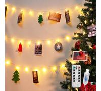 Shein Aigostar 3M 20LED Clip Cadena de Luces con 20 Pinzas para Colgar Fotos, Guirnaldas de Luces con Control Remoto, Fotoclips Guirnalda de Decoración para