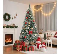 Shein Aigostar Árbol de Navidad Artificial de Blanco Nevado 180 CM , 650 Ramas frondosas y 43 piñas Naturales para Decoración Navideña de Interior, Incluye