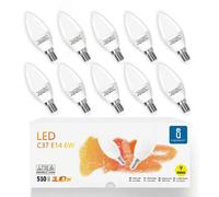 Shein Aigostar Bombilla LED C37, Forma de Vela, E14 Casquillo Fino, 6W Equivalente a 42W, Luz Calida 3000K, 510 Lúmenes, CRI mas de 80, No regulable, Pack 1
