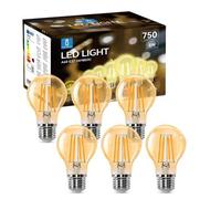 Shein Aigostar Bombilla LED E27 Edison, 8W Equivalente a 57W, Blanco Cálido 2200K, 750 Lúmenes, Bombilla LED Vintage Decorativa A60 de Filamento, No Regula