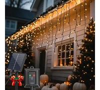 Shein Aigostar Cortina Luces Navidad para Exterior Solares, 3M+5M*0.6M 100 LED 8 Modos, Cortinas de Luz Navidad Exterior, IP65, Visualización del nivel de b