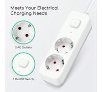 Shein Aigostar Regleta Enchufes, Alargador Enchufe de 2 Enchufes con Interruptor, Cable de 3 Metros, Blanco