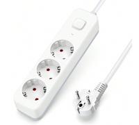 Shein Aigostar Regleta Enchufes, Alargador Enchufe de 3 Enchufes con Interruptor, Cable de 3 Metros, Blanco