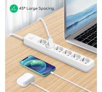 Shein Aigostar Regleta Enchufes, Alargador Enchufe de 6 Enchufes con Interruptor, Cable de 3 Metros, Blanco