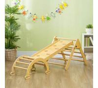 Shein AIYAPLAY 5 en 1 Triángulo de Escalada Montessori con Arco y Rampa, Escalada para Niños de Madera Plegable, para 18-48 Meses, para Deslizarse o Escalar