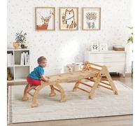 Shein AIYAPLAY 7 en 1 Triángulo de Escalada Montessori con Arco y Rampa, Escalada para Niños de Madera Plegable, para 18-48 Meses, para Deslizarse o Escalar