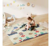 Shein AIYAPLAY Alfombra Bebé Acolchada Plegable Reversible 196x176x1,5 cm Diseño de Ciervos y Ballenas Tapete de Actividades Bebé XPE Doble Cara Impermeable