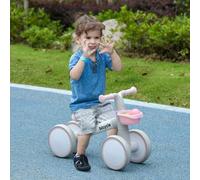 Shein AIYAPLAY Bicicleta sin Pedales para Niños de 12-36 Meses Bicicleta de Equilibrio con Asiento Ajustable Cesta y 4 Ruedas Silenciosas Carga 20 kg 56x27x