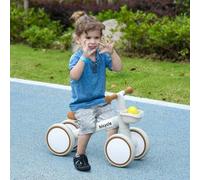 Shein AIYAPLAY Bicicleta sin Pedales para Niños de 12-36 Meses Bicicleta de Equilibrio con Asiento Ajustable Cesta y 4 Ruedas Silenciosas Carga 20 kg 56x27x