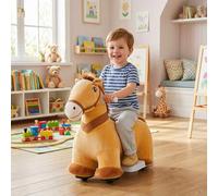 Shein AIYAPLAY Caballo Eléctrico para Niños de 18 a 36 Meses Caballo de Juguete Eléctrico con Batería 6V Ruedas y Música Carga 25 kg 69x34x53 cm Marrón