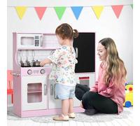 Shein AIYAPLAY Cocina de Juguete Cocina para Niños de +3 Años Cocinita Infantil de Madera con Accesorios para Cocinar Pizarra Máquina de Hielo y Teléfono 83